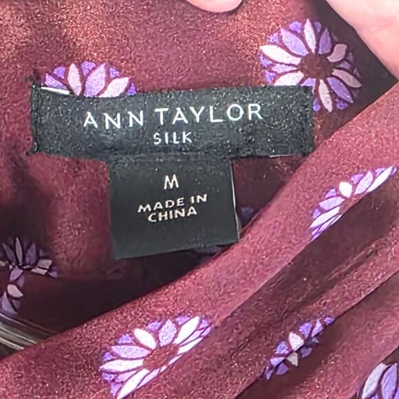 Ann Taylor Studio Collection Silk Tile Print Mock Neck Top Medium - Picture 5 of 12